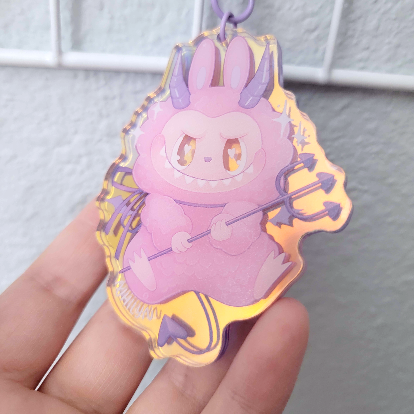 Devil Labubu Holographic Charm