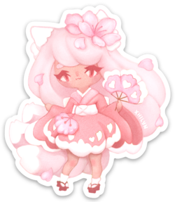 Sakura Kitsune Sticker ~ Last chance