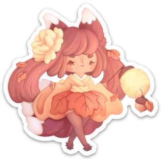 Autumn Kitsune Sticker ~ Last chance