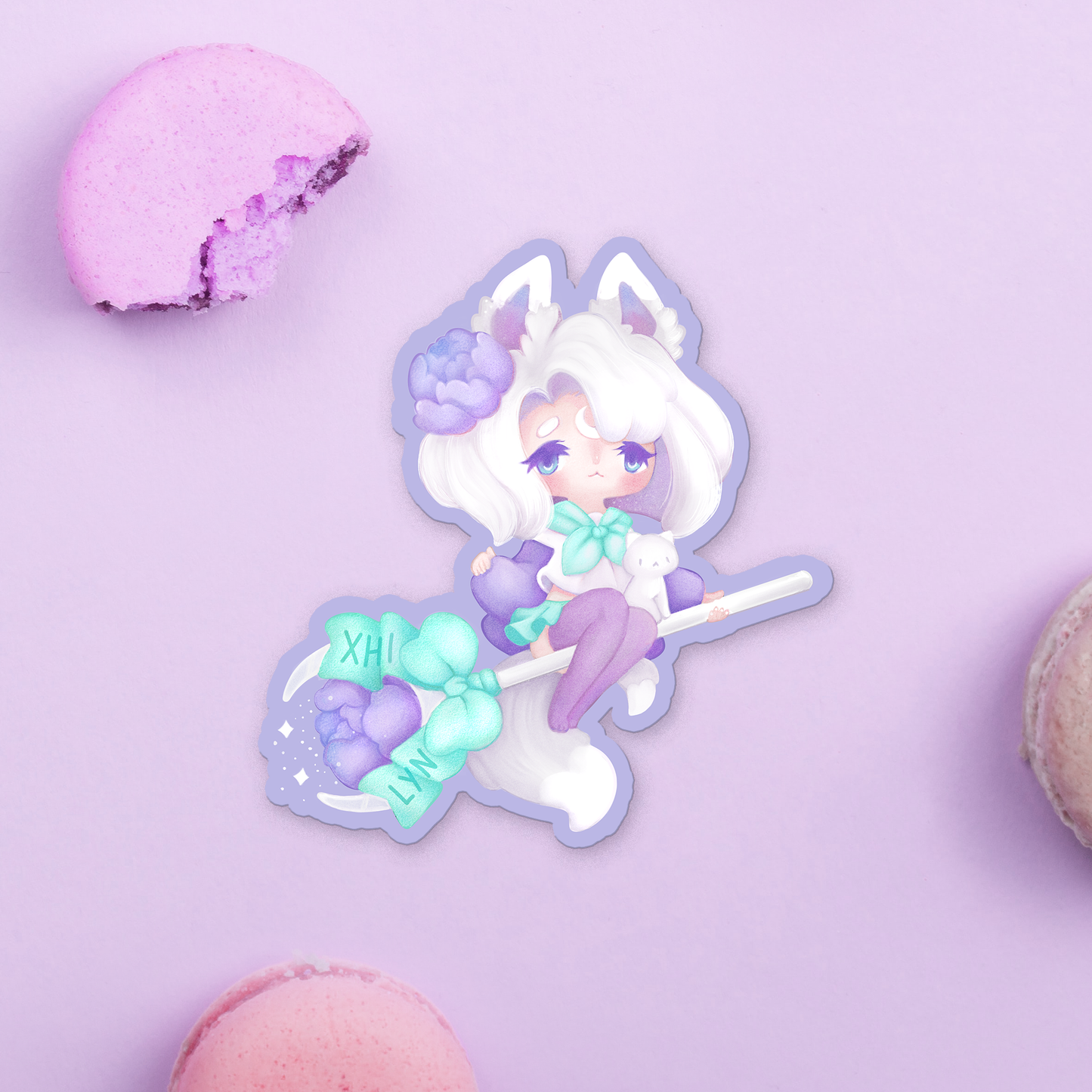 Pastel Kitty Witch Sticker