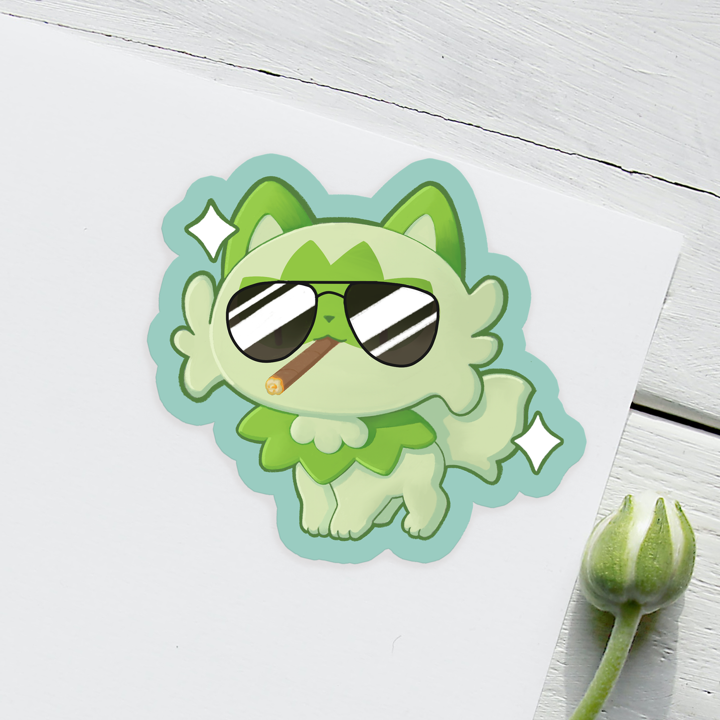 Weed Cat ~Sprigattito Gen 9 Pokemon Sticker