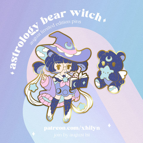 Astrology Bear Witch Pins - August 2023