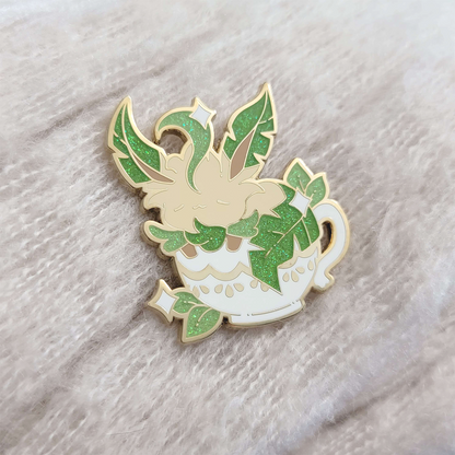 Teacup Leafeon Eevee Pin