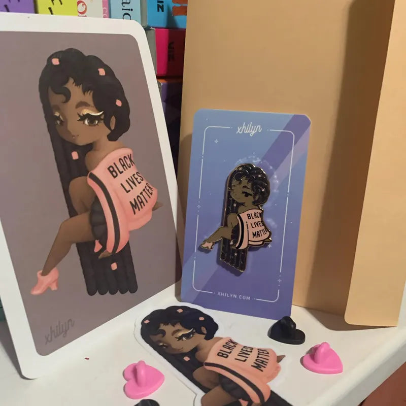 BLM Pin, Sticker, & Postcard