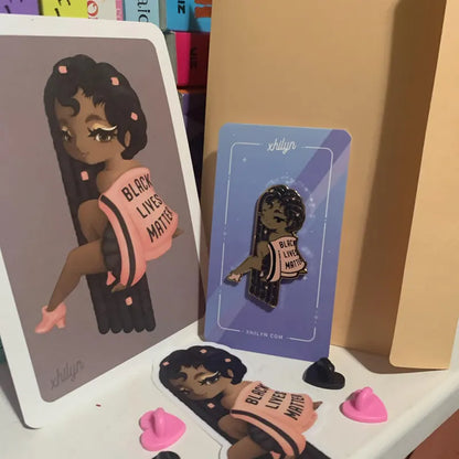 BLM Pin, Sticker, & Postcard