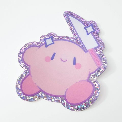 Knife Kirby Glitter Sticker