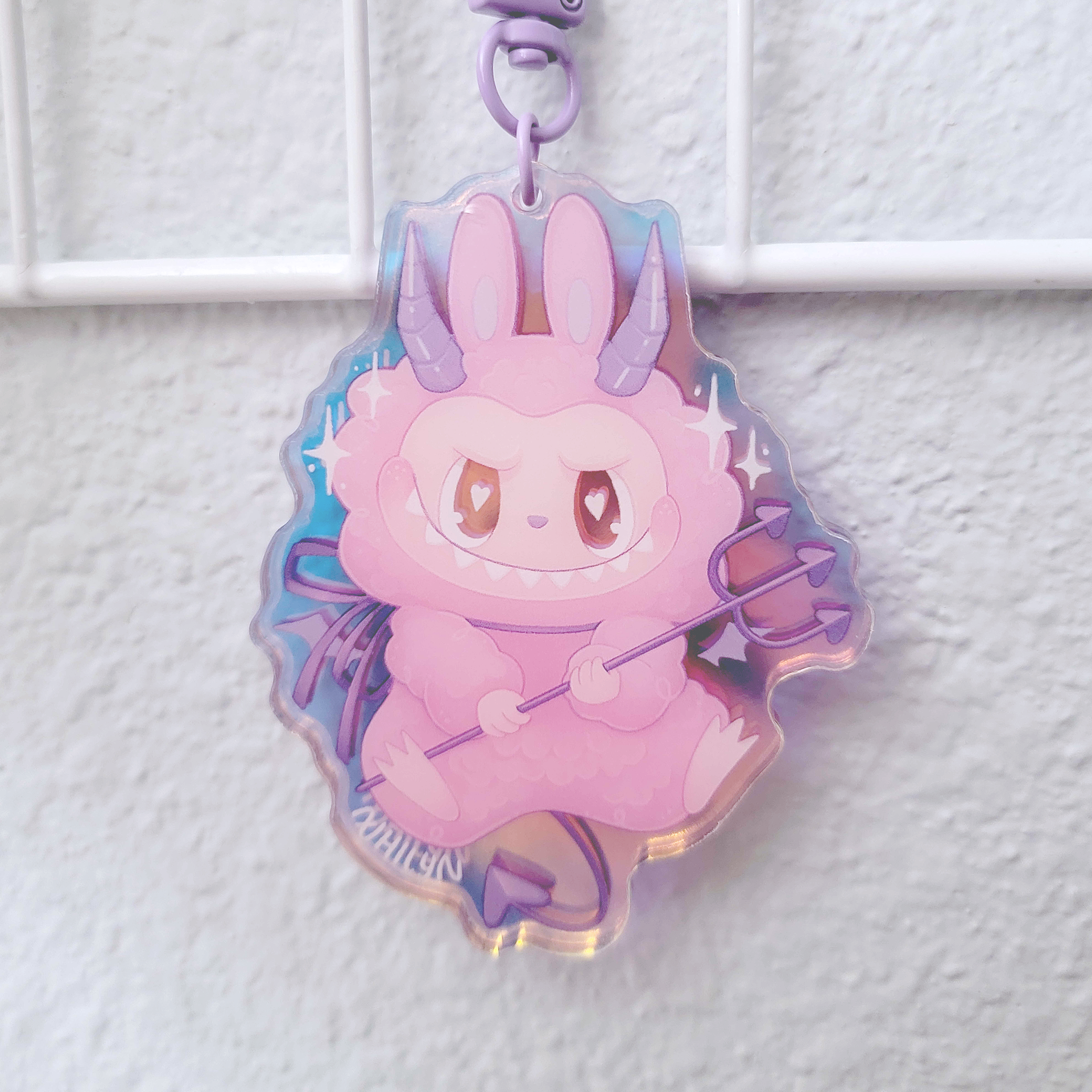 pink charm ハツネ Devil Bunny Holographic Charm – Xhilyn