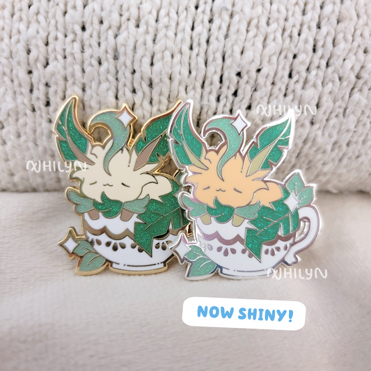 Teacup Leafeon Eevee Pin