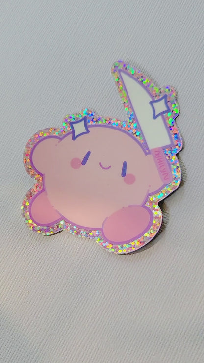 Knife Kirby Glitter Sticker
