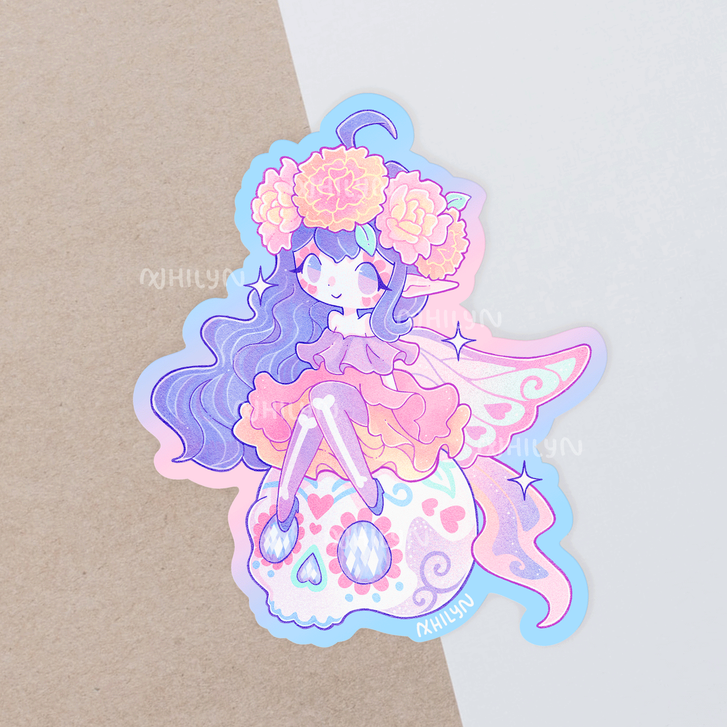 Sugar Skull Fairy Matte Holo Sticker - Q1 26