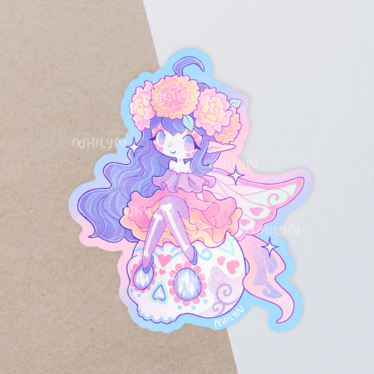 Sugar Skull Fairy Matte Holo Sticker - Q1 26