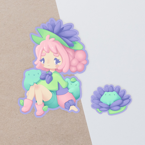 Water Lily & Baby Frog Stickers ~ Last chance