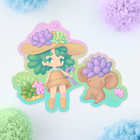 Succulent & Baby Mouse Stickers