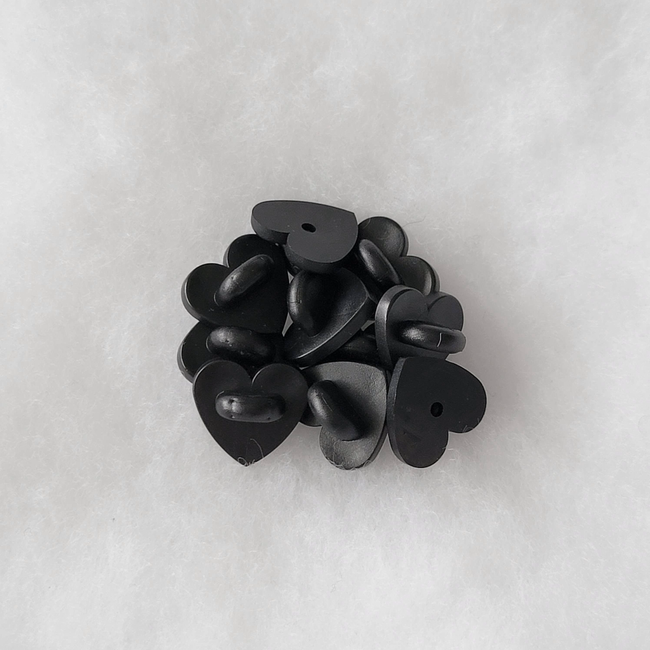 Black Heart Rubber Pin Backs For Tie Tack Style Pins