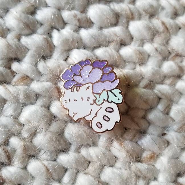 Purple Kitty Planter Pin