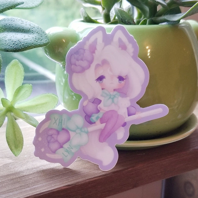 Pastel Kitty Witch Sticker
