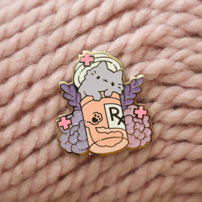 Pill Bottle Cat Pin V2