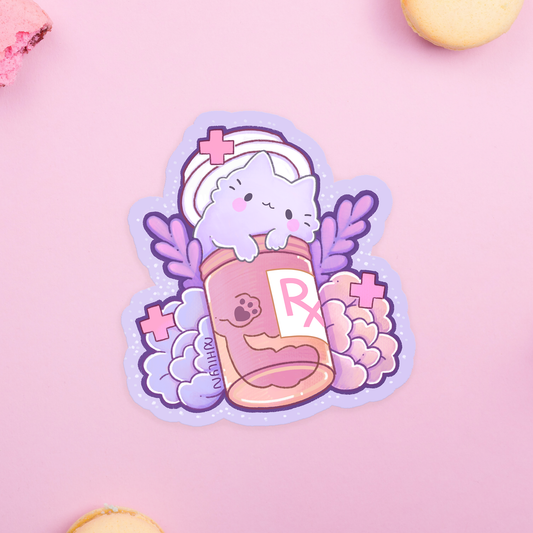Pill Bottle Cat Sticker