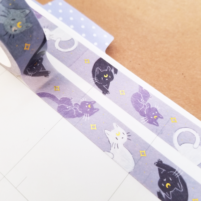 Moon Cats Washi Tape ~ Gold foil